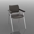 Modern Sleek Leather Upholstered Chair With Chrome Metal Frame And Armrests