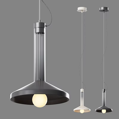 Modern Pendant Lights with Sleek Metallic Design and Illuminated Bulb for Interior Decor 3d model