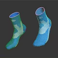 Blue Sports Socks With White Patterns And CR Logo For Daily Use
