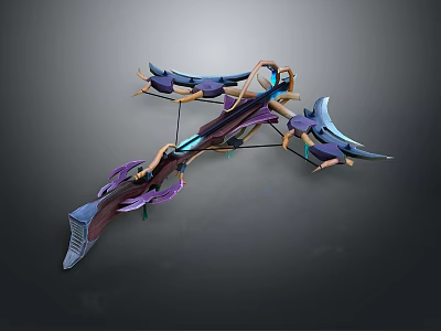Futuristic Glowing Bow With Purple Blue Accents And Elaborate Curved Design 3d model