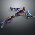 Futuristic Glowing Bow With Purple Blue Accents And Elaborate Curved Design