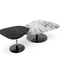 Modern Marble Coffee Tables With Black And White Gold Vein Design And Metal Base