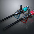 Professional Spray Guns Featuring Blue Red Nozzles Metal Components And Black Handles