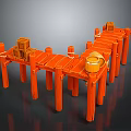 Orange Wooden Dock Structure With Planks Posts Crates And Barrel