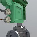 Industrial Control Valve Featuring Green Actuator Metal Flange Body And Pressure Gauges