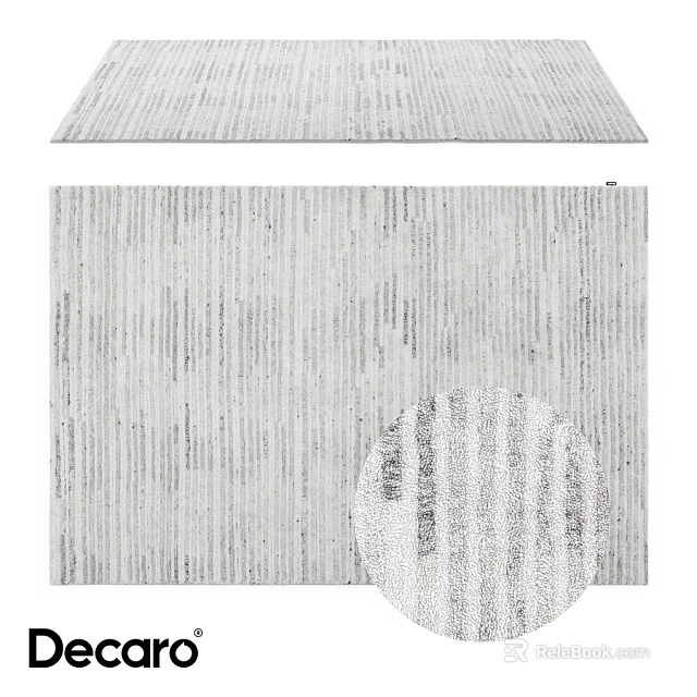 Modern Gray Striped Square Rug With Woven Textured Pattern For Indoor Spaces 3d model 