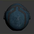 Teal Metallic Combat Helmet With Face Mask And Structured Protective Design