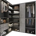 Modern Wardrobe Interior With Hanging Clothes Folded Items Bags Hats Shoes And Drawers