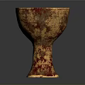 Antique Gold And Red Glazed Cup With Distressed Finish And Pedestal Base