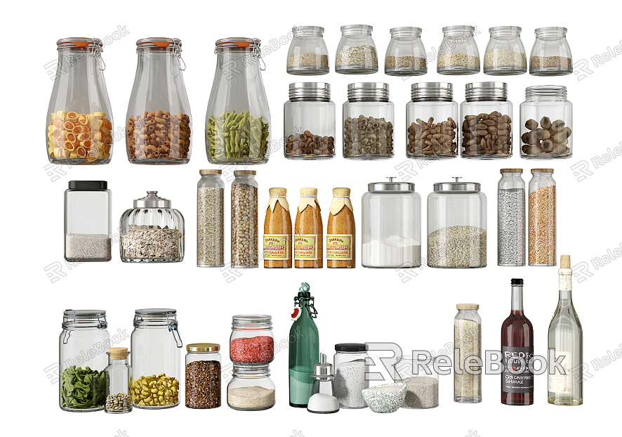 Modern seasonings bottle kitchen glass seasonings bottle storage jar model