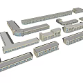 Modern Commercial Complex With Multiple Rectangular L shaped Buildings And Uniform Windows 3d model