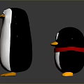 Two Cute Cartoon Penguins With Different Sizes Red Scarf And Yellow Feet