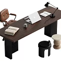 Middle style desk and chair combination 3d model