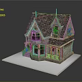 Vintage Style Miniature House Model With Tiled Roof And Wooden Details