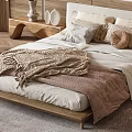 Cozy Hotel Room Interior With Wooden Bed Soft Pillows And Area Rug