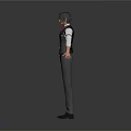 Men's Formal Clothing Set Including Gray Vest White Shirt Red Tie And Pants
