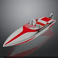 Red And White Speedboat With Sleek Design Driver Seat And Motor