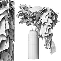 Elegant Decorative Ornaments Set with White Vase and Green Hanging Branches