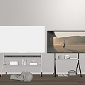 Two TVs On Wheeled Stands Display Scenery With Books And Decorative Items