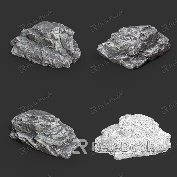 Rock Block Stone Obsidian Natural Landscape model