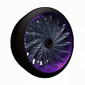 Stylish Black and Purple Tire Featuring Radial Crystal Like Geometric Hub Design