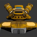 Yellow Tank Weapon With Dual Cannons Orange Glowing Parts And Tracks 3D Model Design