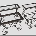 Three Piece Glass Top Furniture Set With Metal Scroll Design Frame And Artistic Curved Legs