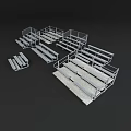 Metal Bleachers With Tiered Seating And Railings For Sports Venues