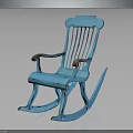 Classic Turquoise Rocking Chair With Slatted Back And Wooden Armrests Design