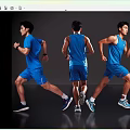 Men Running in Blue Sportswear Showing Different Dynamic Poses from Multiple Angles