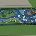 Children's Play Area With Colorful Slides Rainbow Water Features And Climbing Structures