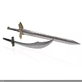 Medieval Sword And Scimitar With Ornate Hilt And Sharp Metal Blades