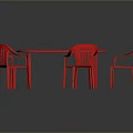 Red Plastic Stools with Curved Backrest Modern Design for Home Kitchen Dining Use 3d model