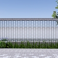 Modern landscape wall Enclosing glass wall Straight courtyard landscape wall Glass brick landscape wall 3d model