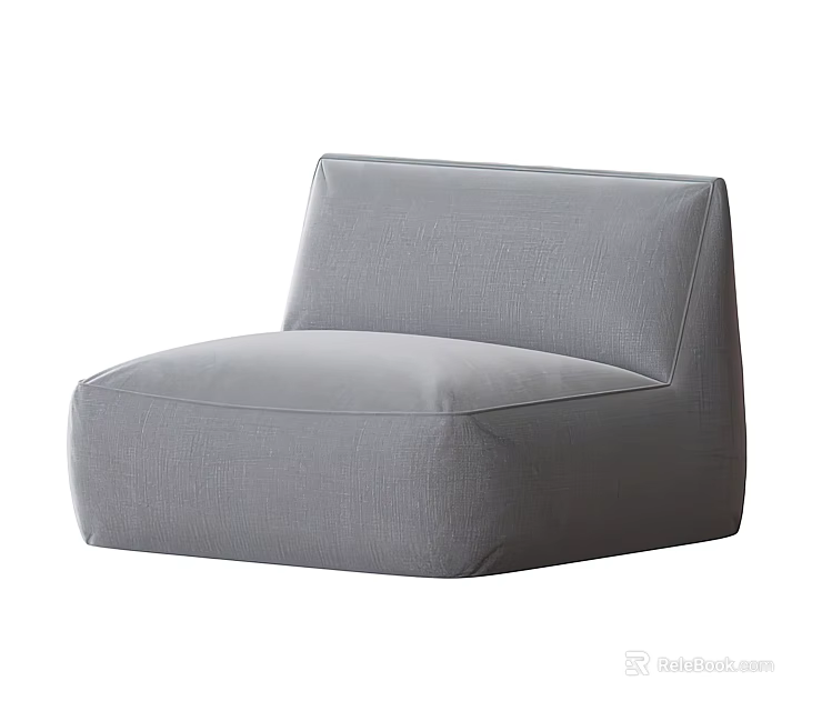 Gray Fabric Single Sofa With Simple Design And Comfortable Soft Cushion 3d model