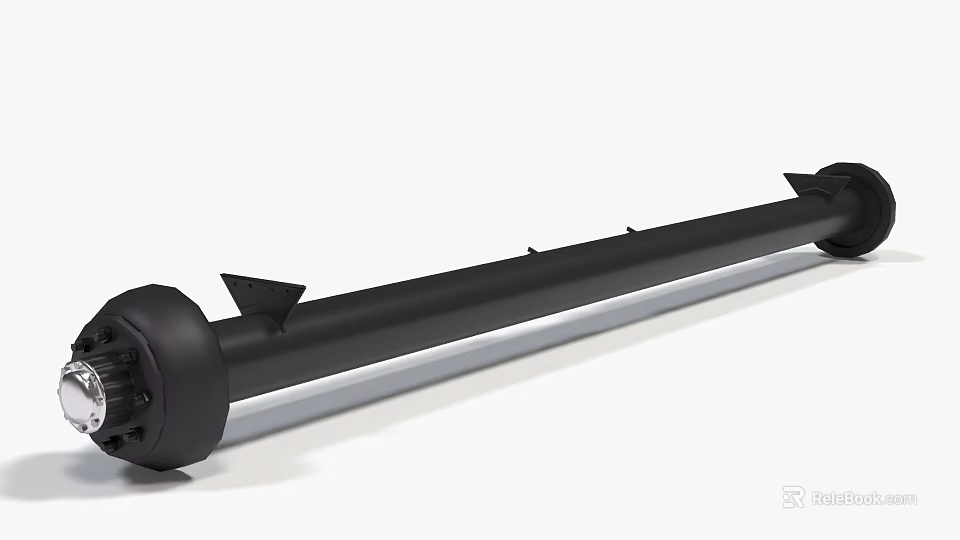 Black Metal Rod With Triangular Prongs And End Cap 3d model 