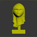Stylish Furniture Display Stand With Yellow Base Holding Dame Sculpture Head Decor