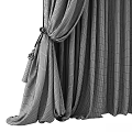 Elegant Beige Layered Curtains With White Inner Panel Gold Patterns And Tassel Ties