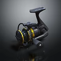 Modern Black And Yellow Fishing Reel With Spinning Mechanism And Durable Build