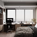 Modern Bedroom Interior Design With White Wardrobe Bed Wall Art And Neutral Tones