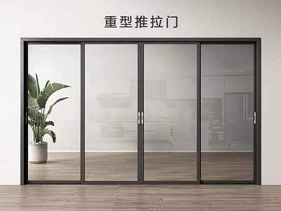 Heavy Duty Sliding Glass Doors With Black Frame For Modern Home Interior 3d model