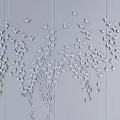 Artistic Gray Background Wall Adorned With Golden Metal Butterfly Decorations