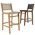 Modern Bar Stools With Wooden Frame And Woven Seat In Light And Dark Colors