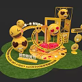 Suning Shopping Festival Emoji Themed Photo Check In Spot With Golden Interactive Installations And Heart Eyed Smiling Emojis