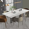 Modern Dining Table Set With Marble Top And Stylish Chairs For Interior Decor 3d model