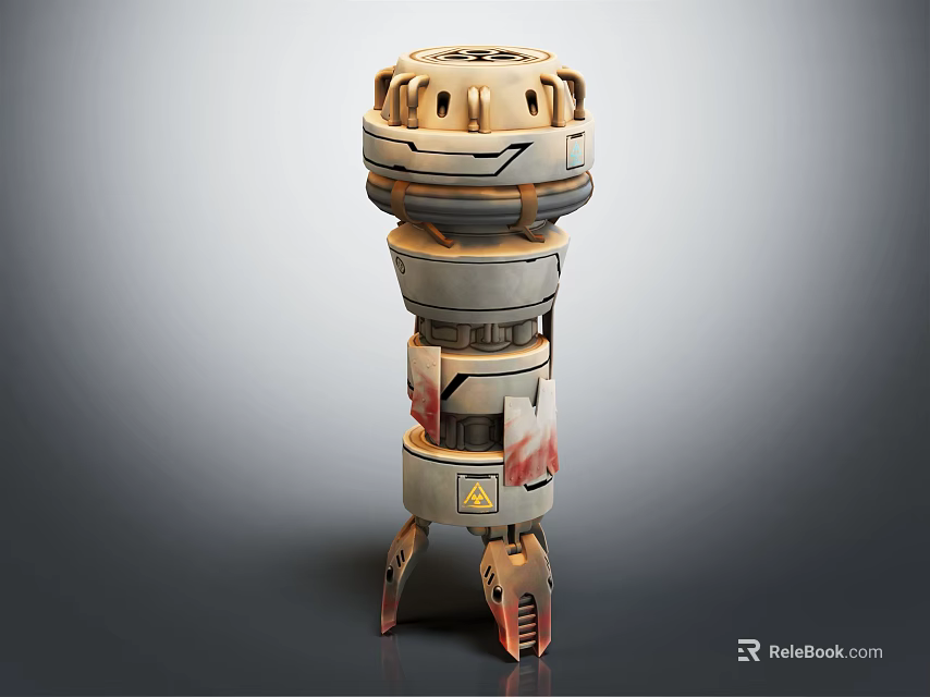 Multi Layered Mechanical Device With Tripod Base And Detailed Industrial Design 3d model 