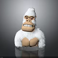 White Gorilla Model With Fluffy Fur And Grinning Facial Features