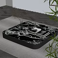 Stylish Coffee Table With Marble Top Books Vase And Green Plant In Living Room