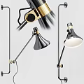 Modern Black And Gold Metallic Wall Lamps With Adjustable Arm Decorative Design