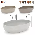 Modern Concrete Freestanding Bathtub Design With Multiple Shapes And Faucet Fixtures